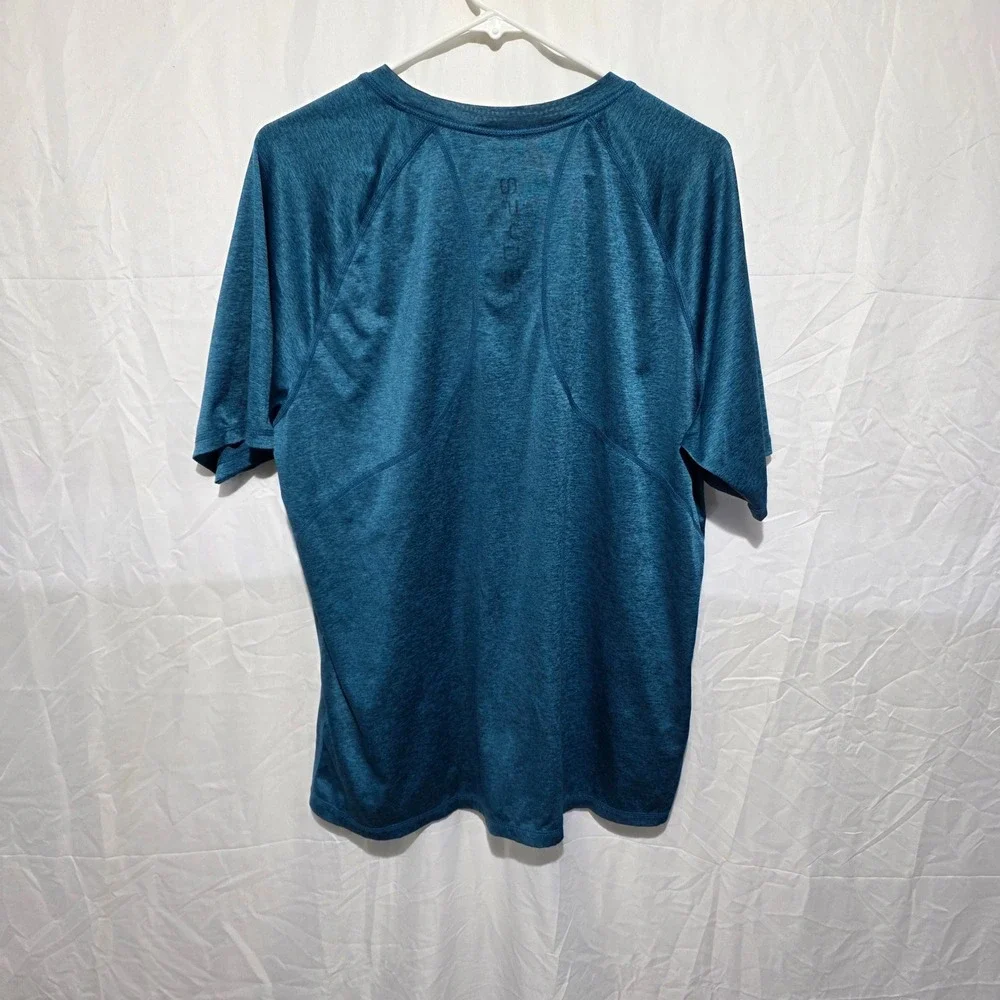 Spyder Swim Mens Rash Guard Shirt Teal Blue Heather Short Sleeve L Large